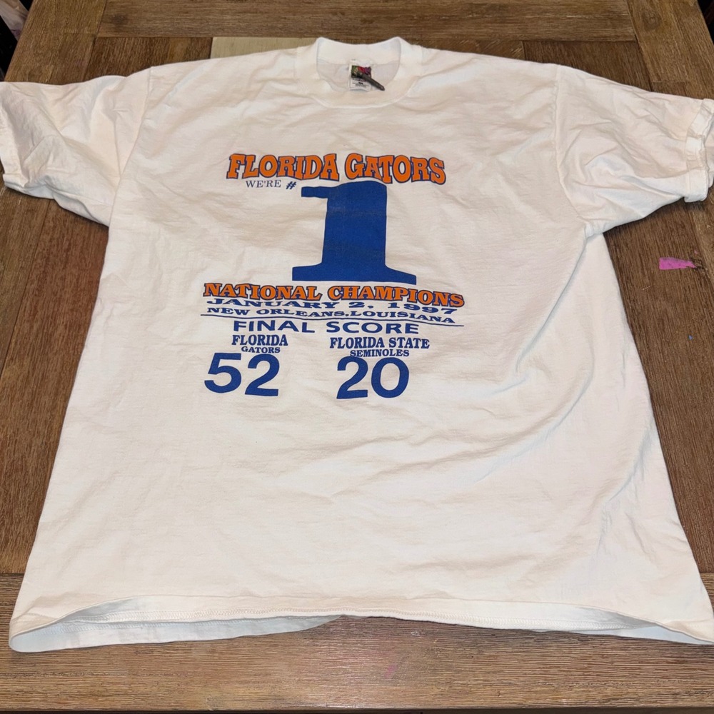 Fruit of the Loom T-Shirt Mens XL White Excellent Florida Gators 1997 Champions
